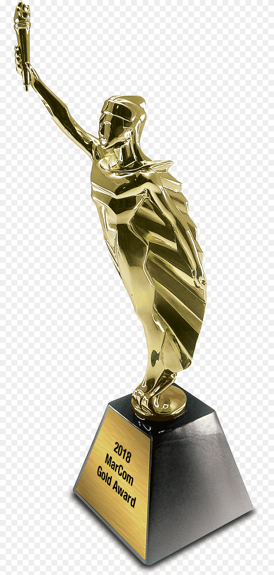 Gold Award Statuette Jpeg Marcom Award Gold 2015, Trophy, Adult, Female, Person Png Image