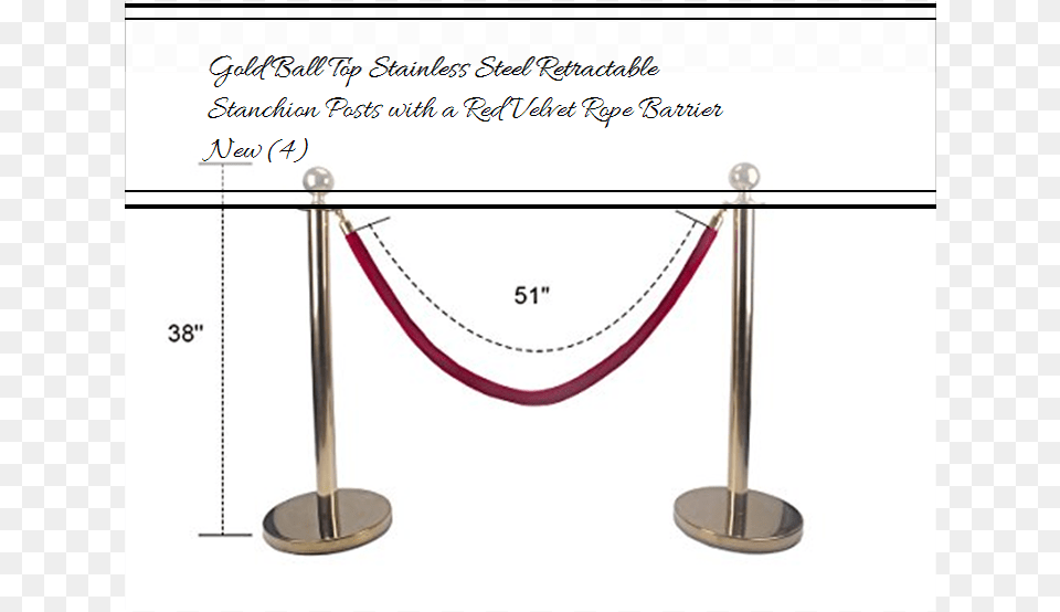 Gold Ball Top Stainless Steel Retractable Stanchion Steel, Fence, Furniture Free Png
