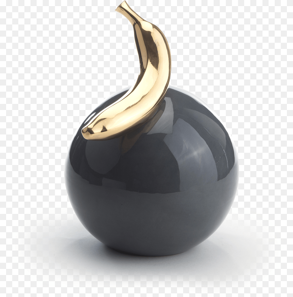 Gold Banana On A Black Ball Free Transparent Png