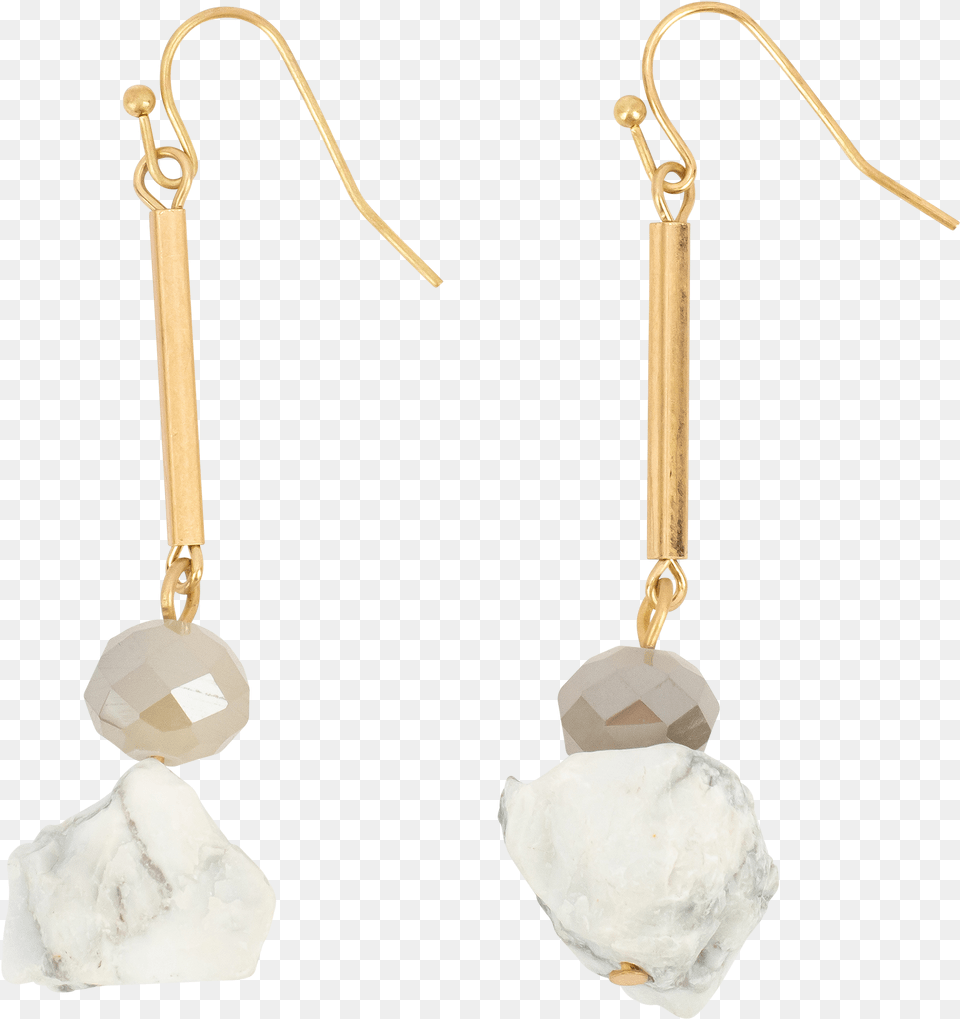 Gold Bar Howlite Crystal Earrings, Accessories, Earring, Jewelry Free Png
