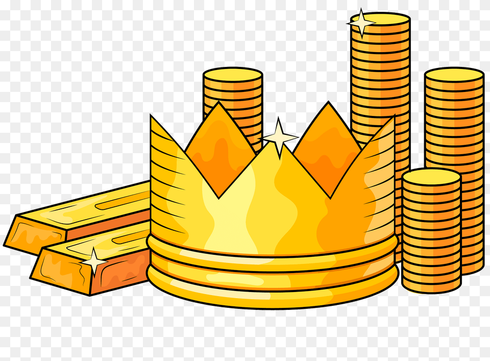 Gold Bars Crown And Coins Clipart, Dynamite, Weapon Free Transparent Png
