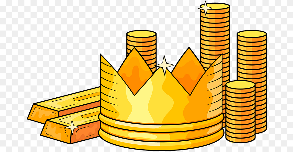 Gold Bars Crown And Coins Clipart Gold Clipart, Dynamite, Weapon, Can, Tin Png