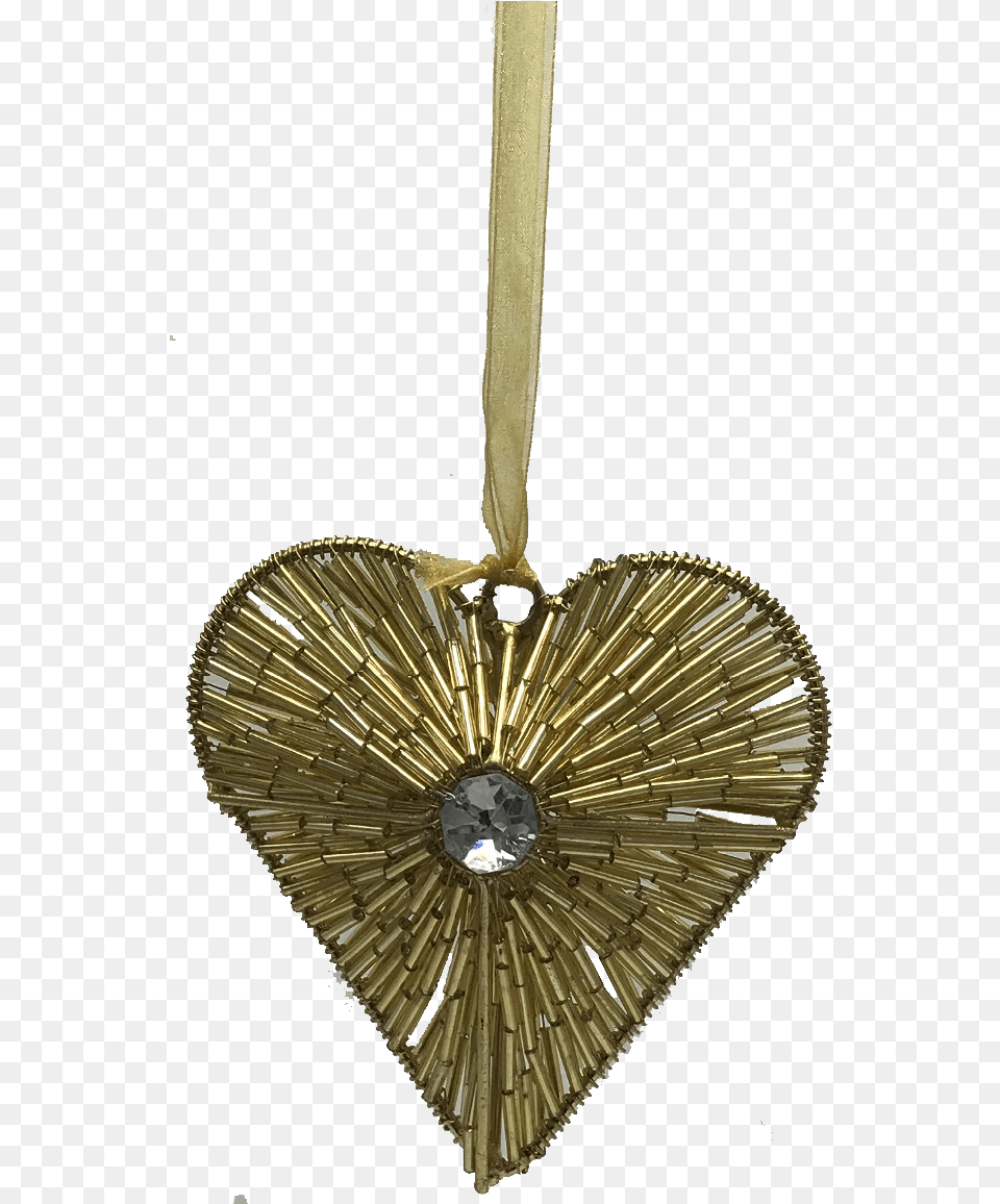 Gold Beaded Heart Ornament Locket, Accessories, Chandelier, Lamp Png