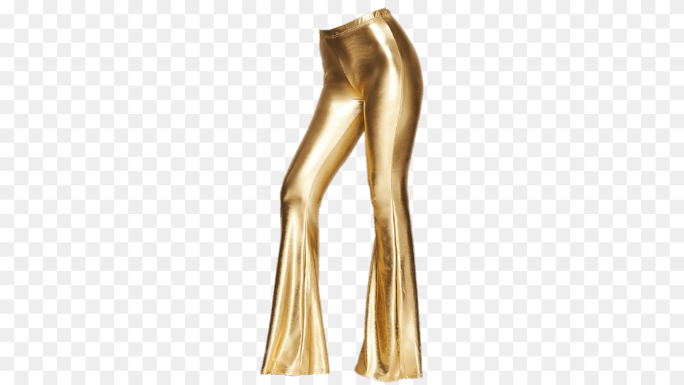 Gold Bell Bottom Leggings, Clothing, Pants, Bronze, Spandex Free Transparent Png