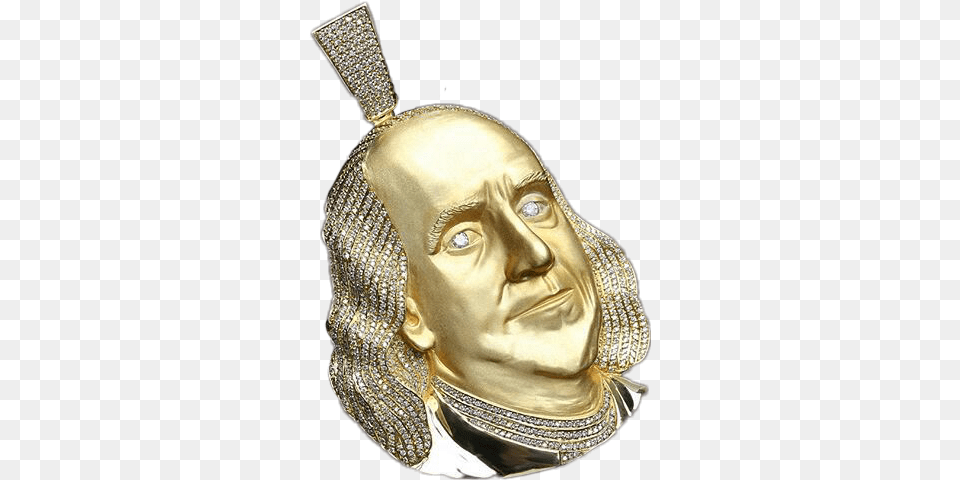Gold Benjamin Franklin Pendant Benjamin Franklin Chain Blueface, Treasure, Art, Adult, Female Png Image