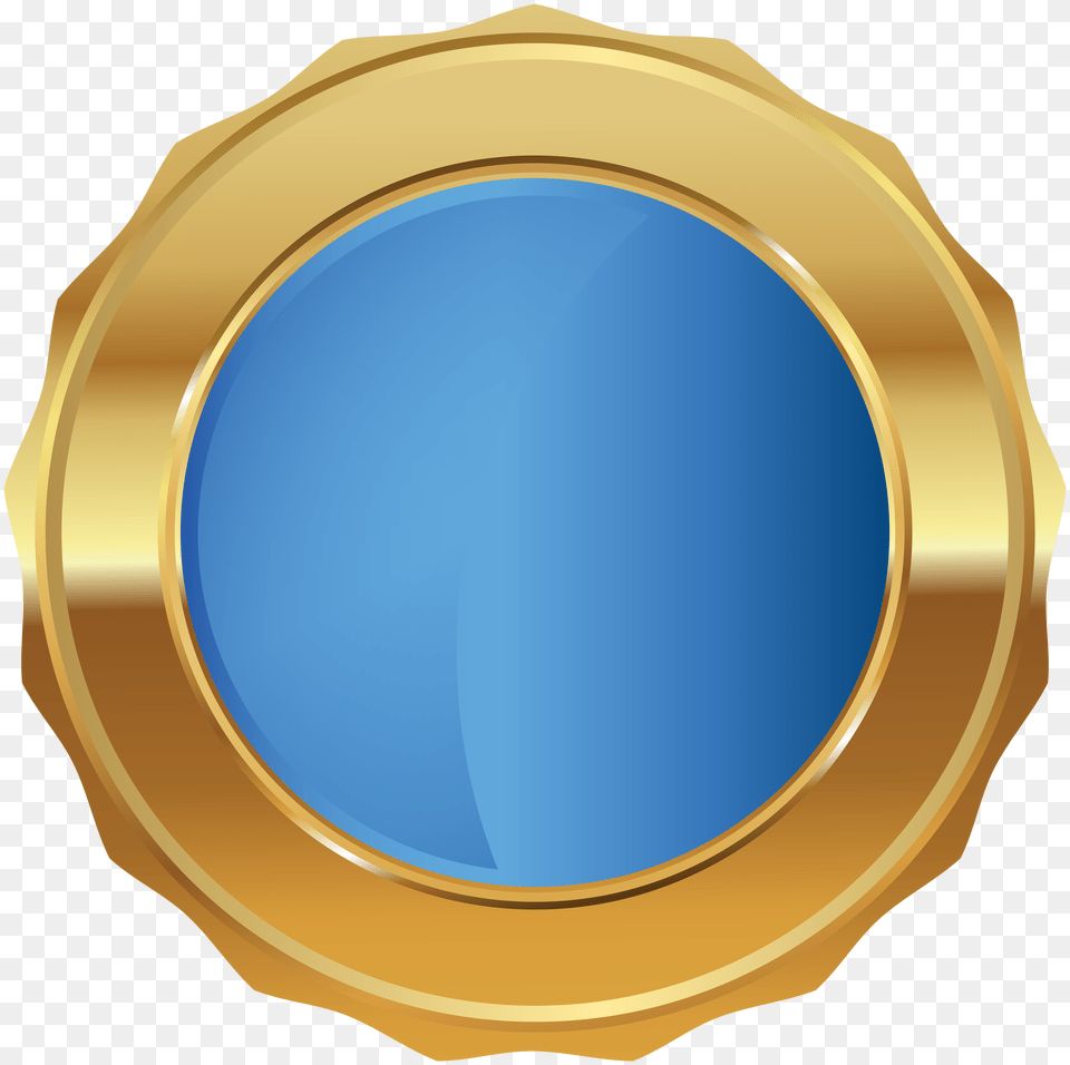 Gold Blue Seal Badge Transparent Clip Art Gallery, Window, Porthole, Disk Png