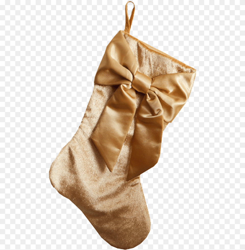 Gold Bow Stocking Handbag, Clothing, Gift, Hosiery, Festival Free Png Download