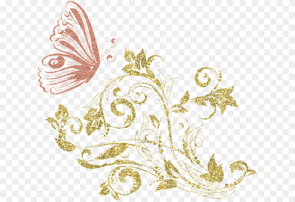 Gold Butterfly Background Design, Art, Embroidery, Floral Design, Graphics Free Png