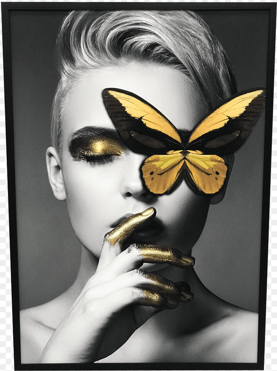 Gold Butterfly Eye Home Decorart Interior Warehouse Black And White Abstract Women Wall Art People Art And Canvas Painting Free Transparent Png