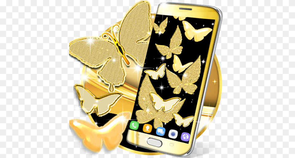 Gold Butterfly Live Wallpaper Apps On Google Play Gold Butterfly Live Wallpaper, Electronics, Mobile Phone, Phone, Animal Png Image