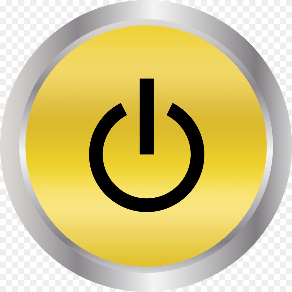 Gold Button Hr Power Button Yellow Full Size Button On Yellow, Symbol, Number, Text, Disk Free Transparent Png