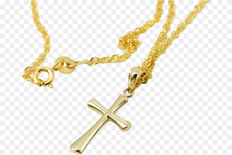 Gold Chain Cross 6 Image Crufix Necklace Transparent, Accessories, Symbol, Pendant Free Png Download