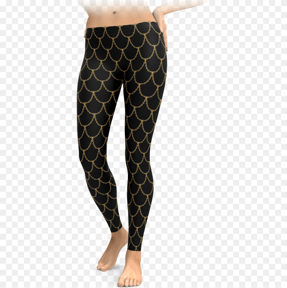 Gold Chain Mermaid Scales Leggings Pig Leggings, Clothing, Pants, Adult, Female Free Png