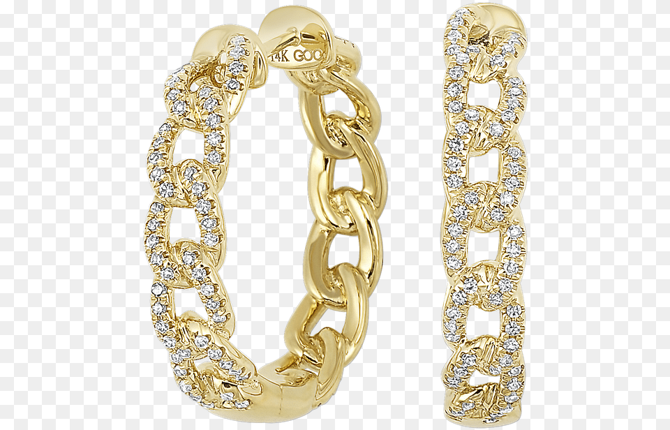 Gold Chain Style Hoops Bangle, Accessories, Diamond, Gemstone, Jewelry Free Png Download