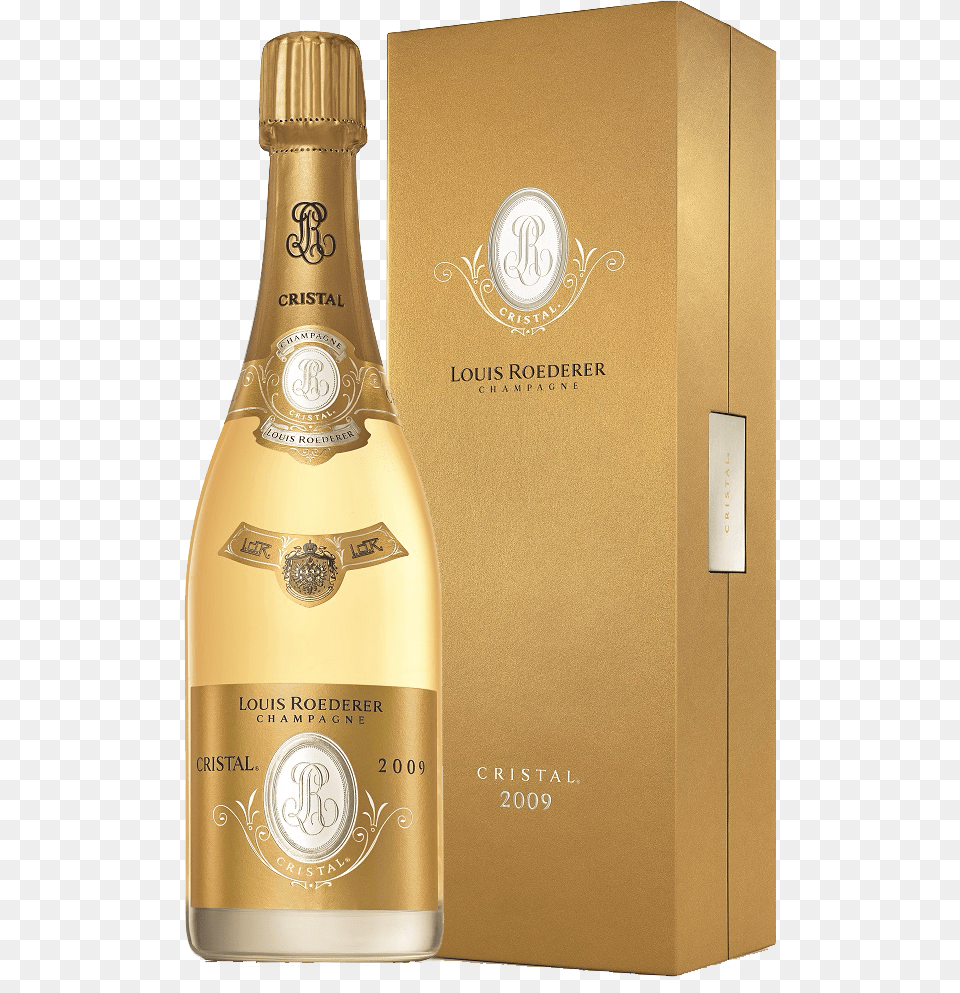 Gold Champagne Bottle Louis Roederer Cristal 2009, Alcohol, Beverage, Liquor, Wine Png Image