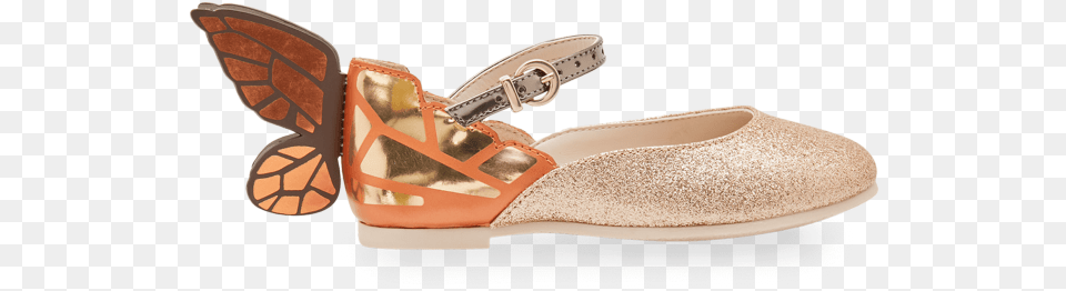 Gold Chiara Butterfly Mini Ballet Flats Sandal, Clothing, Footwear, Shoe Free Png Download