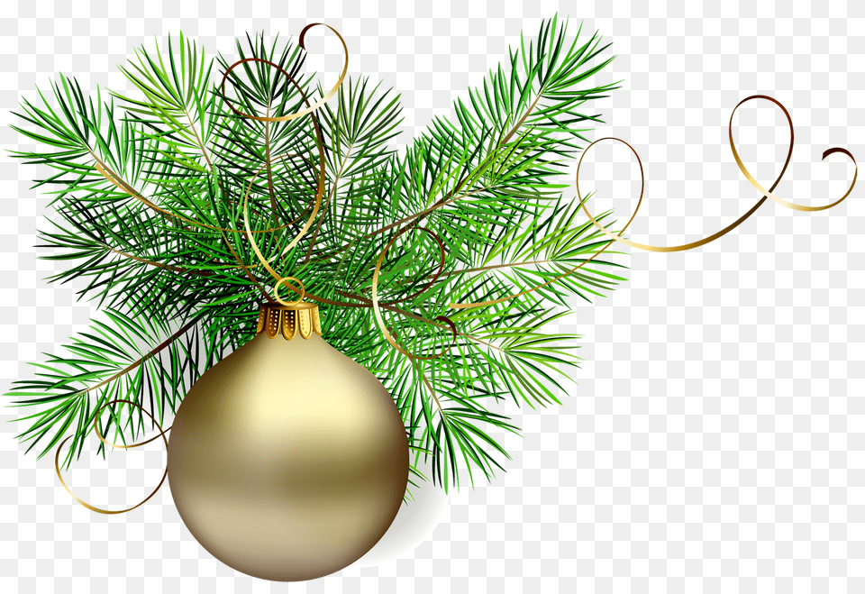 Gold Christmas Ball With Pine Clipart Christmas Clipart Gold, Tree, Plant, Accessories, Person Free Transparent Png