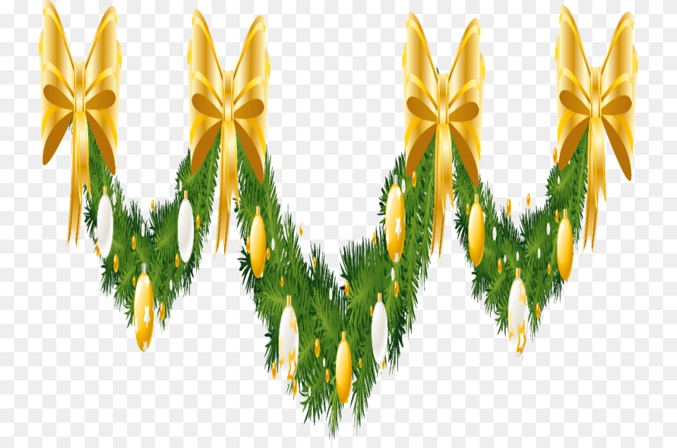 Gold Christmas Garland Clipart, Flower, Plant Free Transparent Png