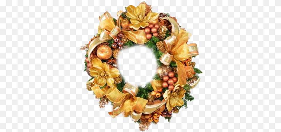 Gold Christmas Wreath File Wreath, Birthday Cake, Cake, Cream, Dessert Free Transparent Png