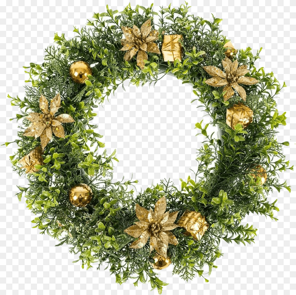 Gold Christmas Wreath Photos Wreath, Plant, Flower, Rose Free Png Download
