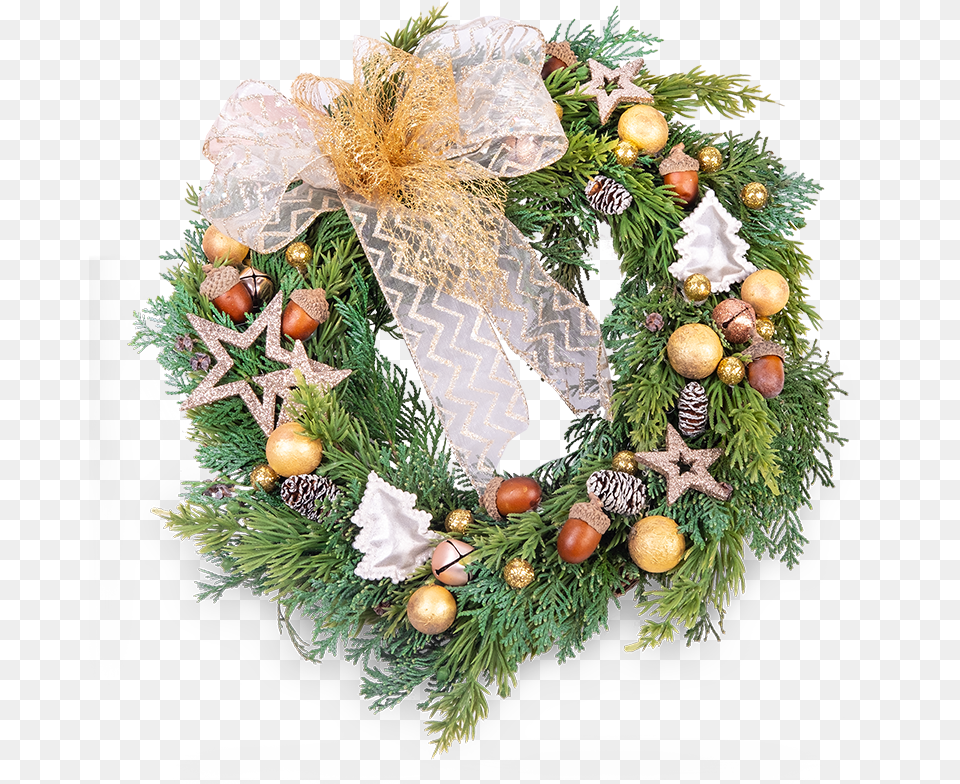 Gold Christmas Wreath Wreath, Plant, Adult, Bride, Female Free Transparent Png