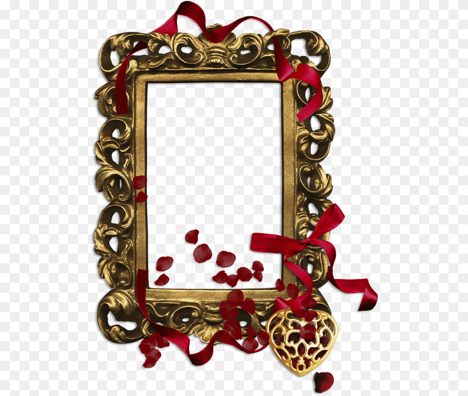 Gold Classic Transparent Frame With Red Ribbon Transparent Red And Gold Frame, Photography, Mailbox Png