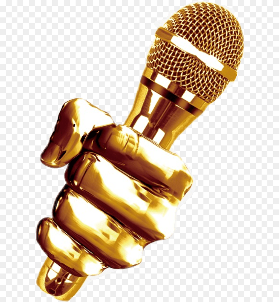 Gold Clipart Microphone Background Gold Mic, Electrical Device, Smoke Pipe Png
