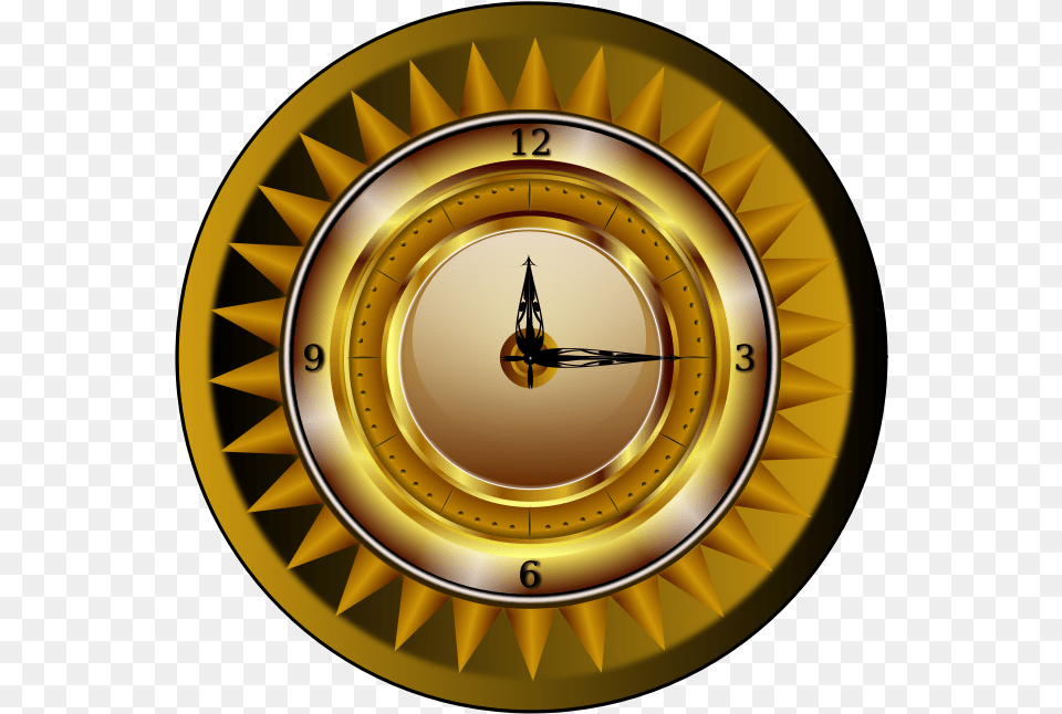 Gold Clock Background, Compass, Disk Free Transparent Png