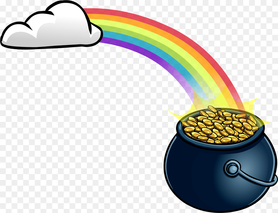 Gold Club Penguin Wiki Fandom Rainbow Pot Of Gold Transparent Background, Ammunition, Weapon Free Png Download