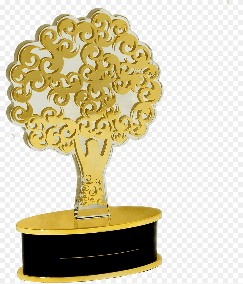 Gold Coated Crystal With Metal Combination Trophy Dubai Trophy Png