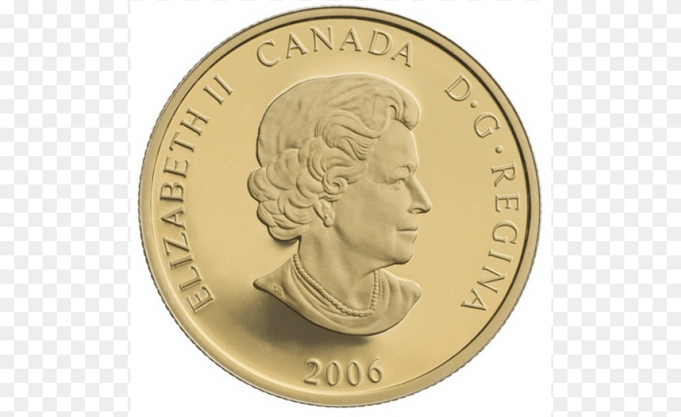 Gold Coin 100 Dollar Canada 2006 Queen Elizabeth Ii Coin, Face, Head, Person, Money Free Png