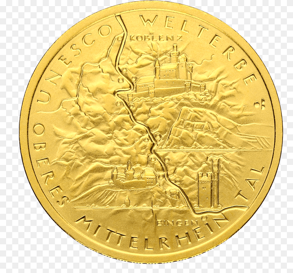 Gold Coin 100 Euro Upper Rhein Valley 12oz Gold Coin, Money Png