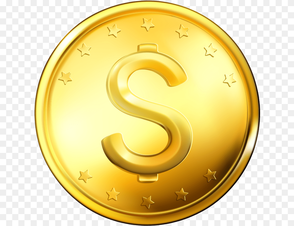 Gold Coin Clipart Gold Coin Dollar, Disk, Text Png Image