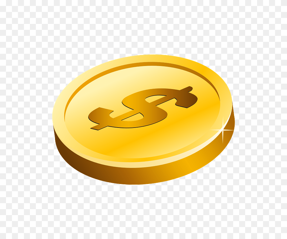 Gold Coin Dollar Clipart, Disk, Logo Png Image