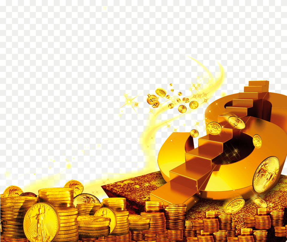 Gold Coin Gold Element Book, Treasure Free Png Download