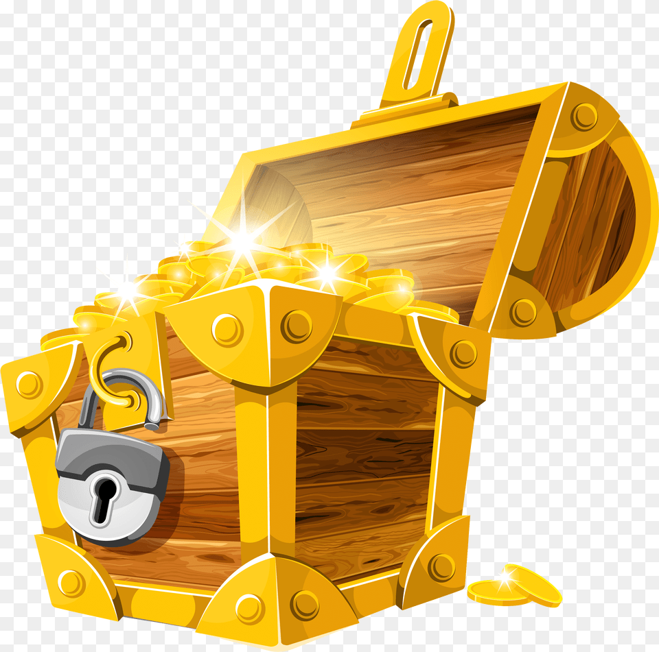 Gold Coins Treasure Chest Clipart Picture Treasure, Bulldozer, Machine Free Png Download