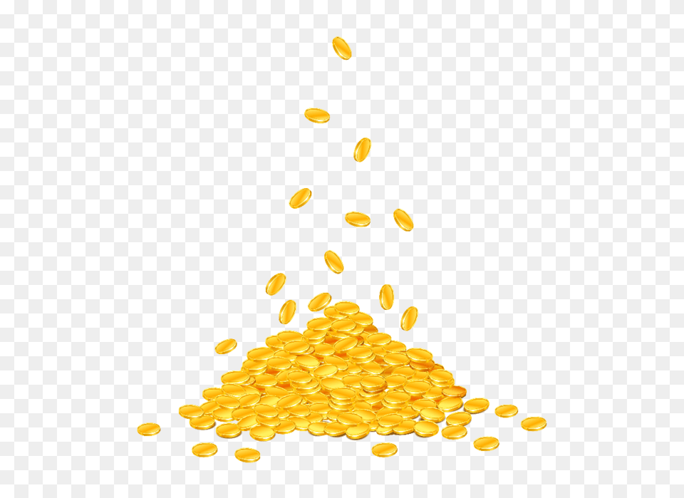 Gold Coins Treasure Pile Shiny Gold Coin Falling, Food, Produce, Grain, Chandelier Free Png