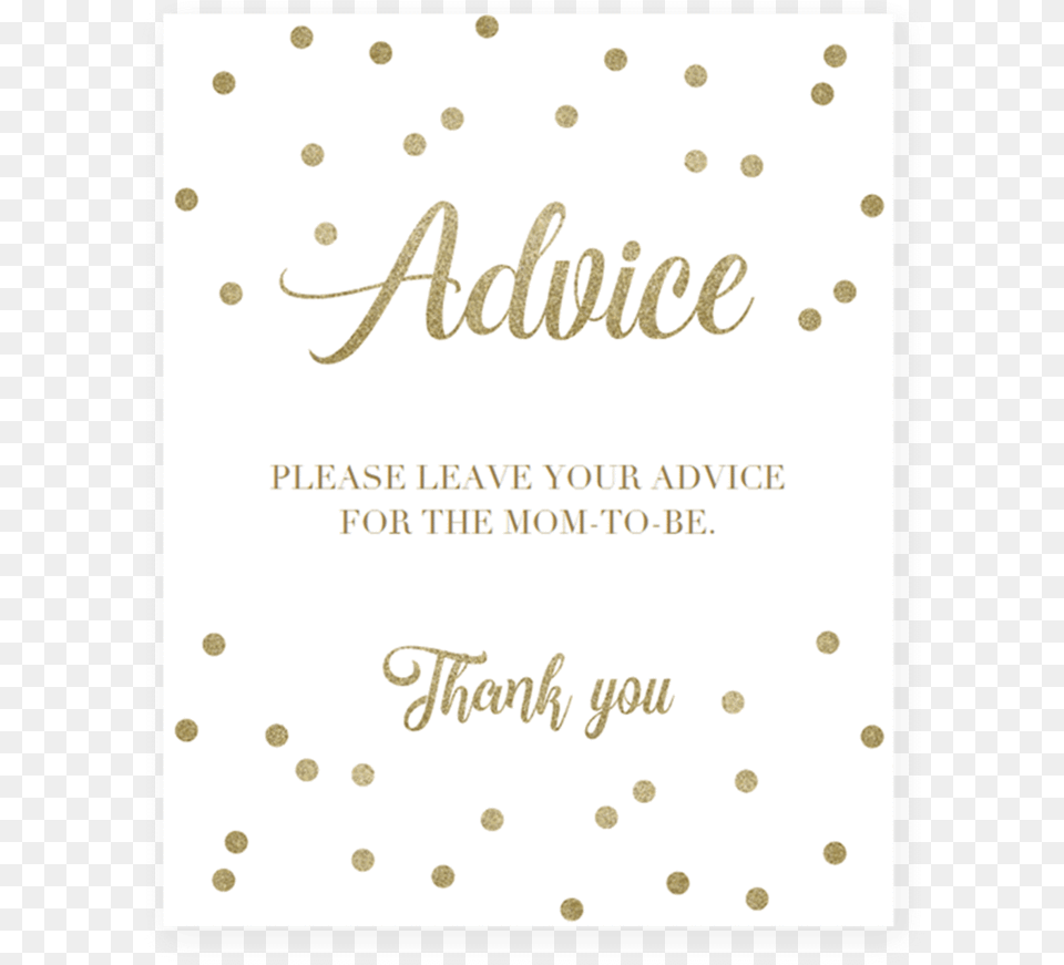 Gold Confetti Baby Shower Advice Sign By Littlesizzle Paper, Envelope, Greeting Card, Mail, Text Png Image