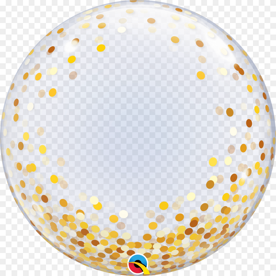 Gold Confetti Dots Deco Bubble Balloon Bubble Balloon Gold Confetti, Sphere Free Png