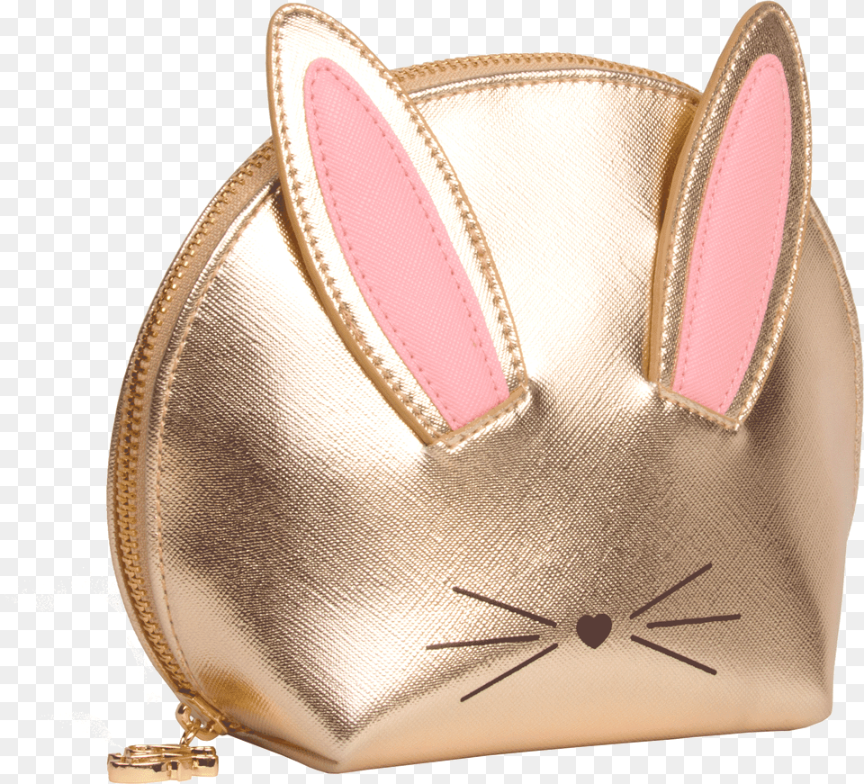 Gold Cool Not Cruel Bunny Makeup Bag Coin Purse, Accessories, Handbag Png Image