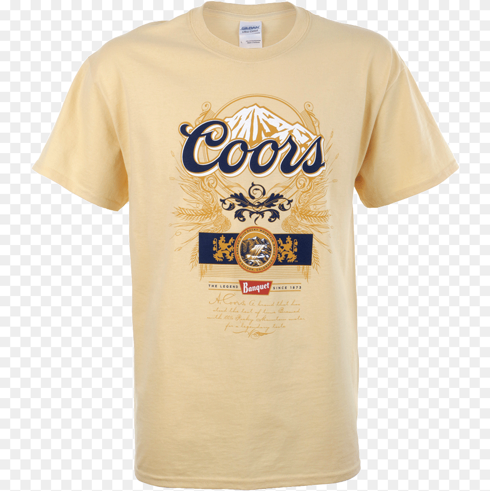 Gold Coors Banquet T Shirt Coors T Shirt Shirts Short Sleeve, Clothing, T-shirt Free Transparent Png