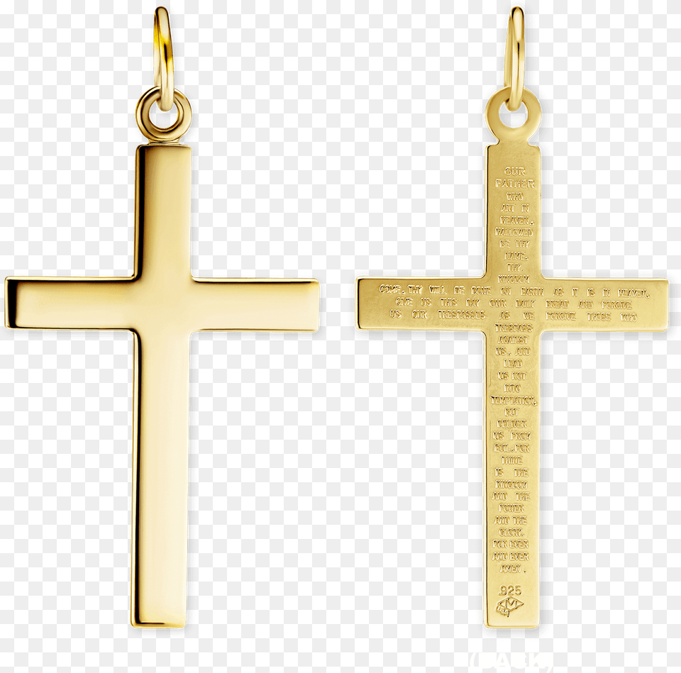 Gold Cross Pendant With Lord S Prayer Cross, Symbol Free Png Download
