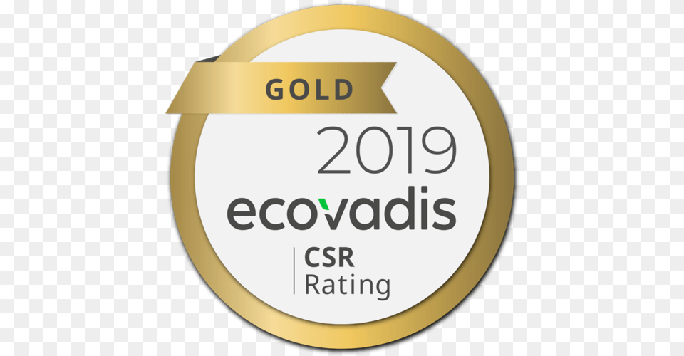 Gold Csr Rating From Ecovadis Csr Ecovadis Gold 2018, Symbol, Text, Disk, Number Free Png Download