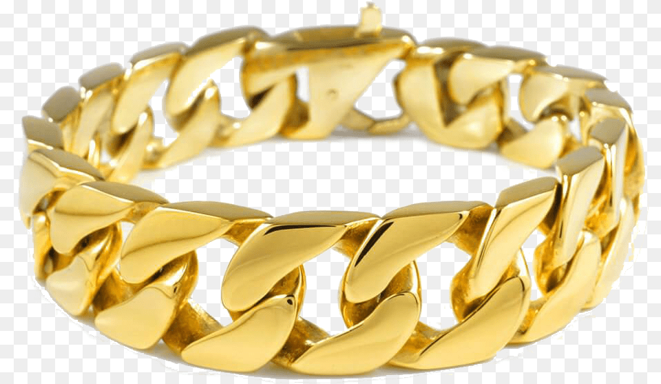 Gold Cuban Chain Bracelet Solid, Accessories, Jewelry, Ornament Png