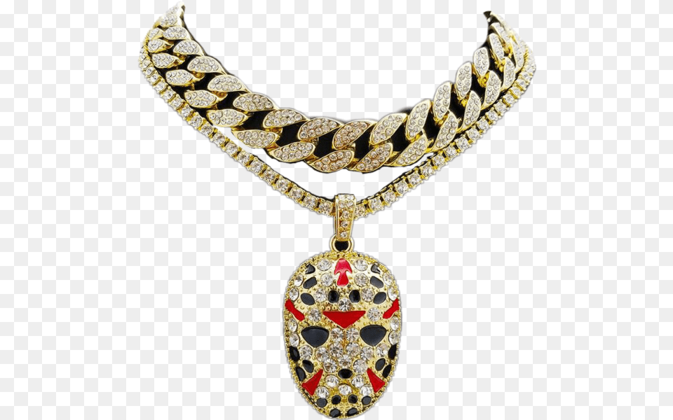 Gold Cuban Chain Jason Pendant, Accessories, Jewelry, Necklace, Diamond Free Transparent Png