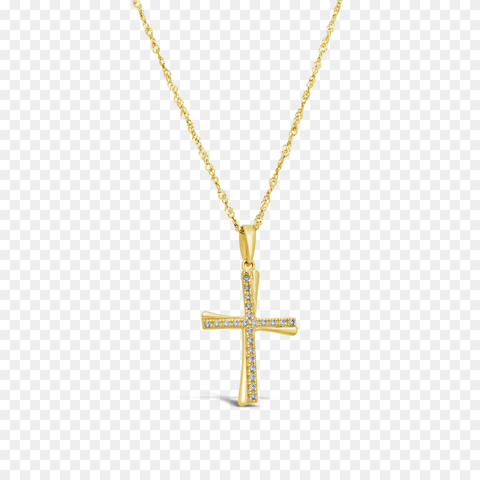 Gold Cubic Zirconia Cross Pendant, Accessories, Jewelry, Necklace, Symbol Free Png