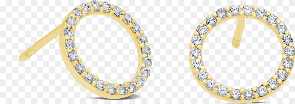 Gold Cubic Zirconia Open Circle Stud Earrings Earrings, Accessories, Diamond, Earring, Gemstone Png