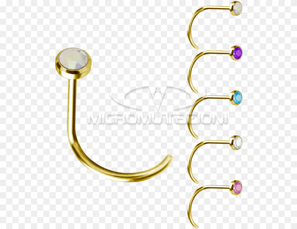 Gold Curved Nose Stud Circle, Accessories, Earring, Electronics, Hardware Png Image