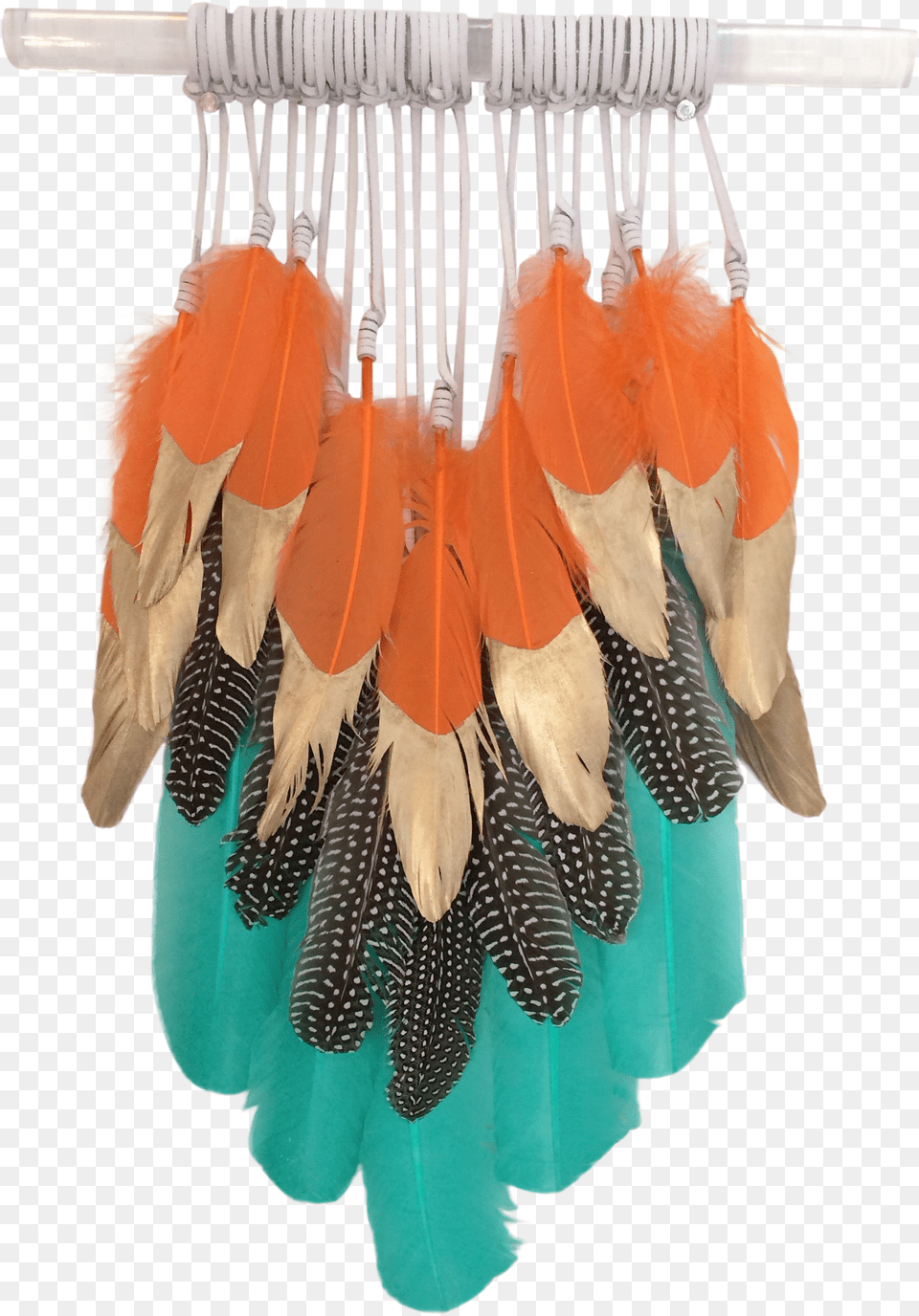 Gold Dipped Orange Amp Aqua With Speckled Feathers Earrings Free Png Download