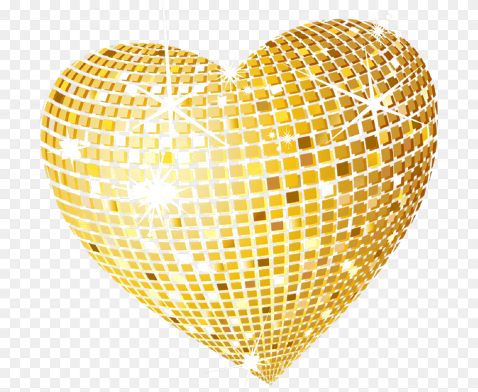 Gold Disco Heart Clipart Picture Background Background Gold Heart, Balloon, Chandelier, Lamp Png
